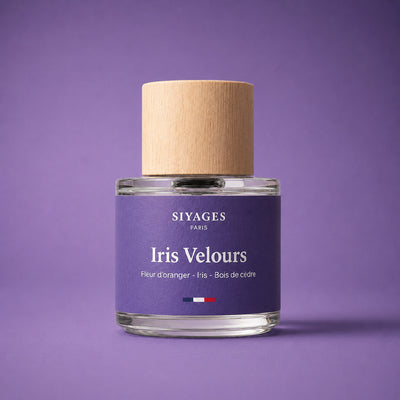 Photo du packshot de la robe Iris Velours de Siyages, en tissu velours bleu foncé avec détails élégants.