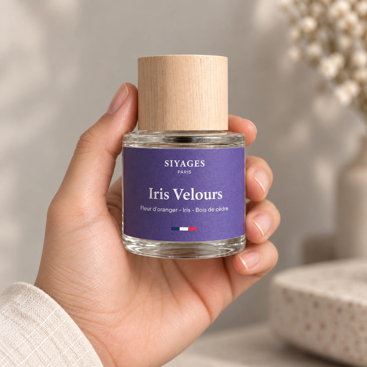 Iris Velours Siyages, produit en velours violet à texture douce, vue principale du modèle